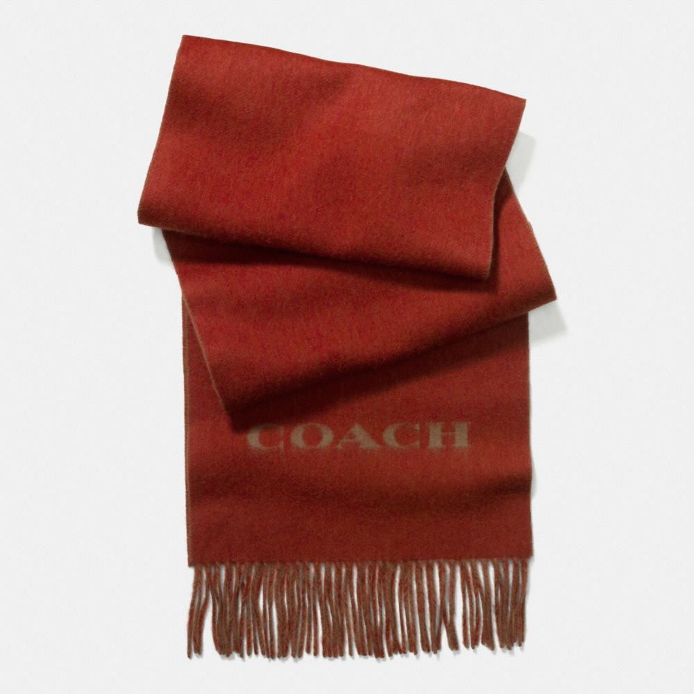 COACH f85134 BICOLOR CASHMERE BLEND WOVEN SCARF RUST/CAMEL