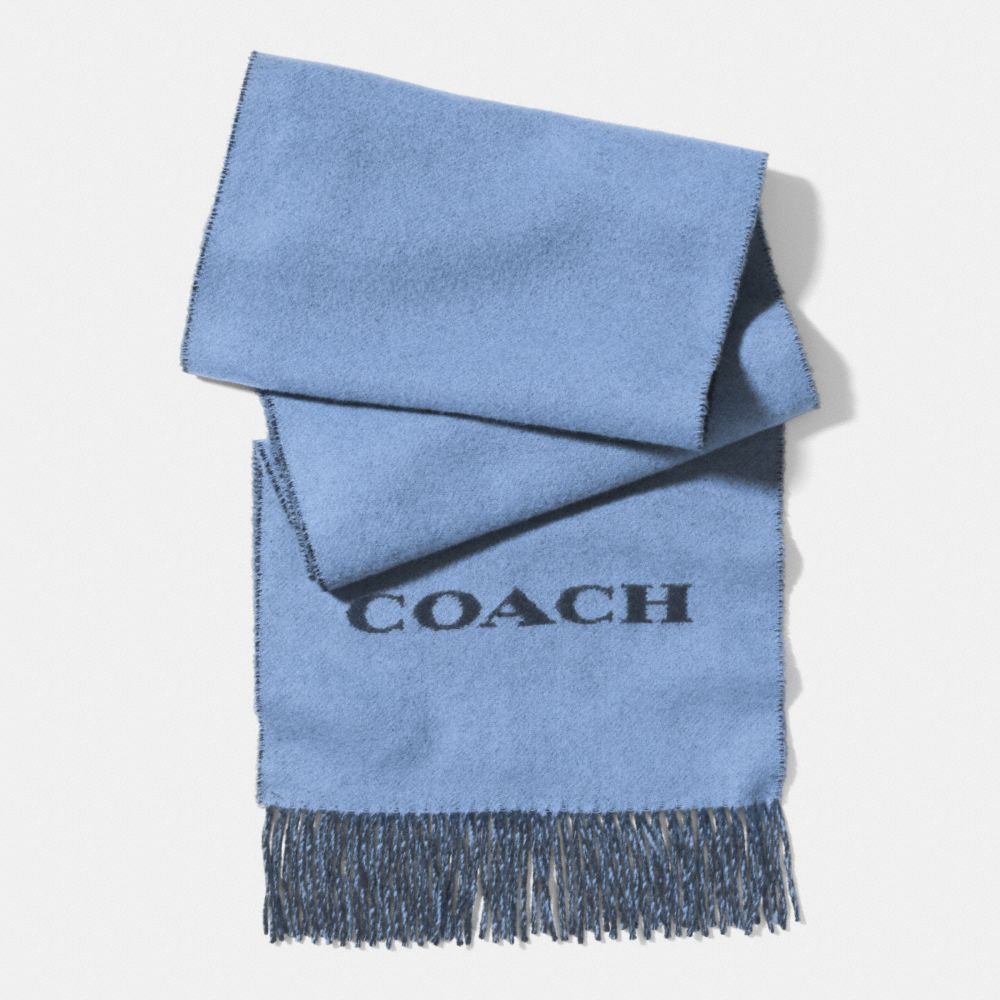 COACH BICOLOR CASHMERE BLEND WOVEN SCARF - CORNFLOWER/NAVY - F85134