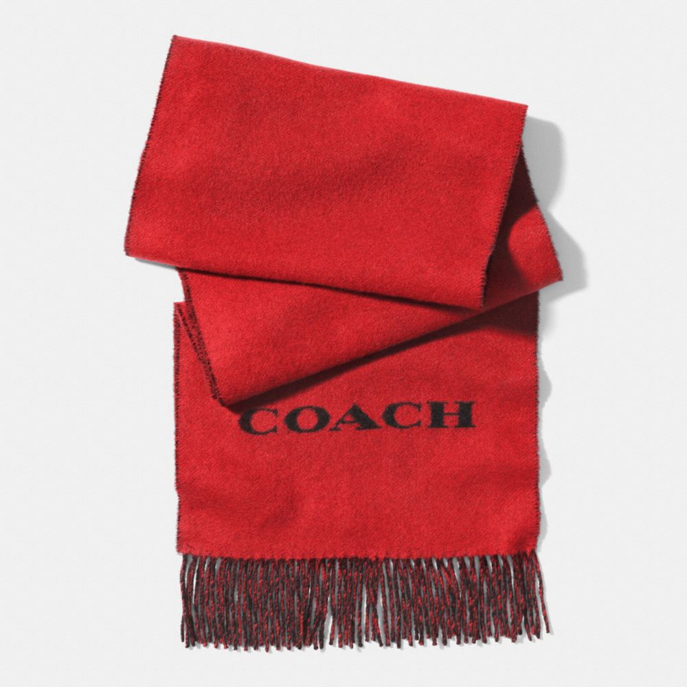 COACH BICOLOR CASHMERE BLEND WOVEN SCARF - RED/BLACK - f85134