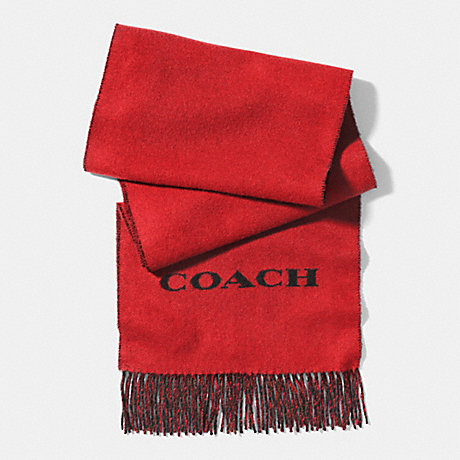 COACH BICOLOR CASHMERE BLEND WOVEN SCARF - RED/BLACK - f85134