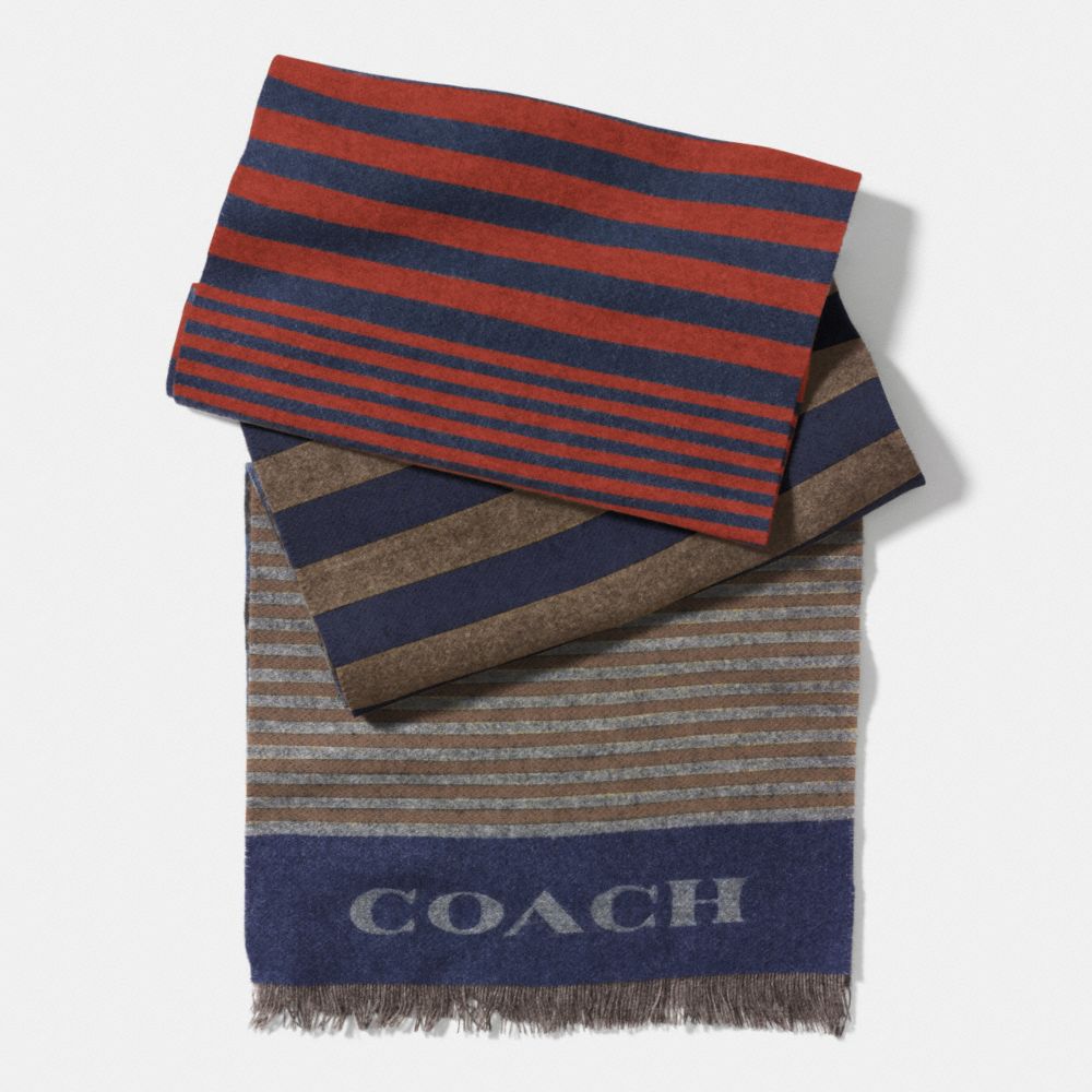 VARIEGATED STRIPE WOVEN SCARF - f85135 - RUST/GREY