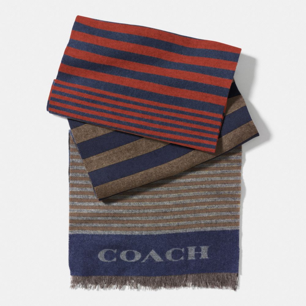 VARIEGATED STRIPE WOVEN SCARF - RUST/GREY - COACH F85135