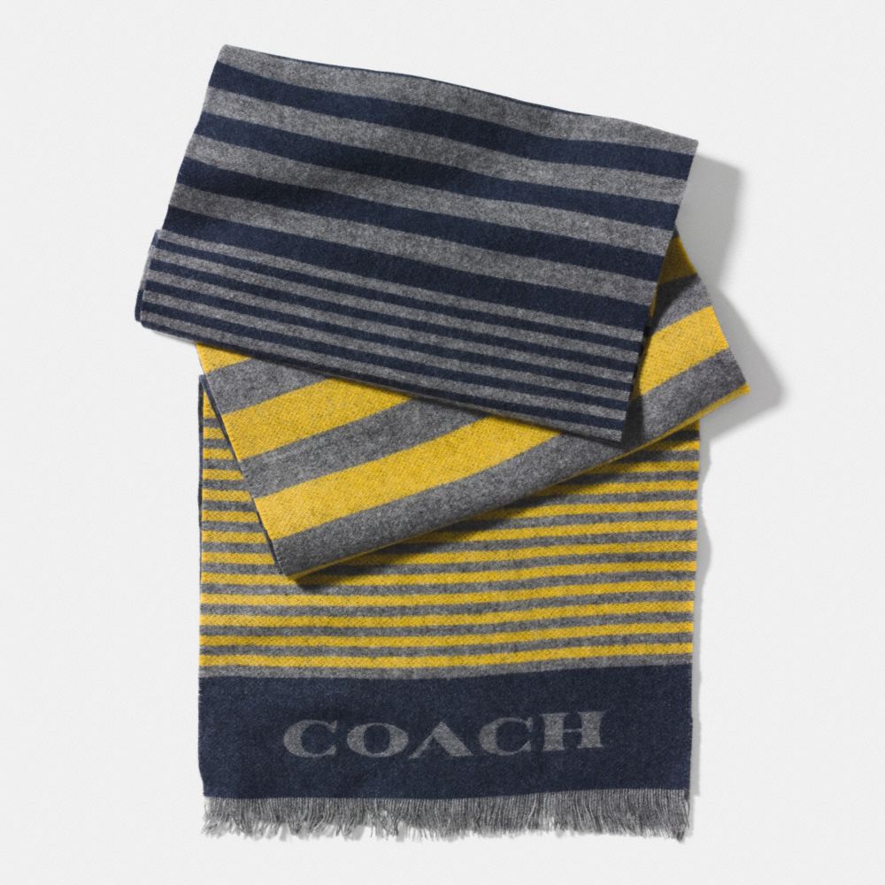 COACH F85135 Variegated Stripe Woven Scarf GREY/BANANA