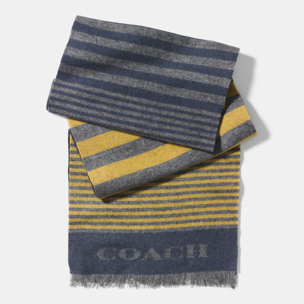 COACH f85135 VARIEGATED STRIPE WOVEN SCARF YELLOW/BLUE