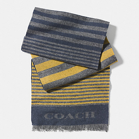 COACH VARIEGATED STRIPE WOVEN SCARF - YELLOW/BLUE - f85135