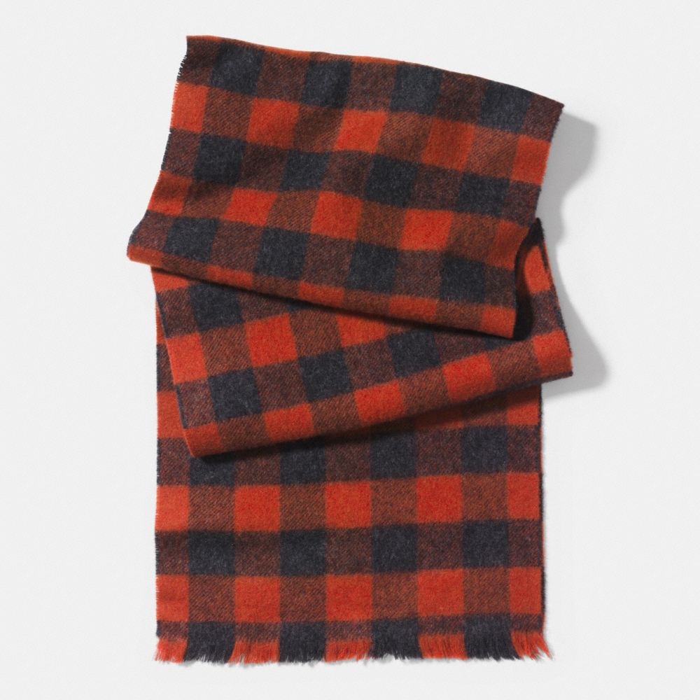 BUFFALO CHECK WOVEN SCARF - f85137 - RUST MULTI