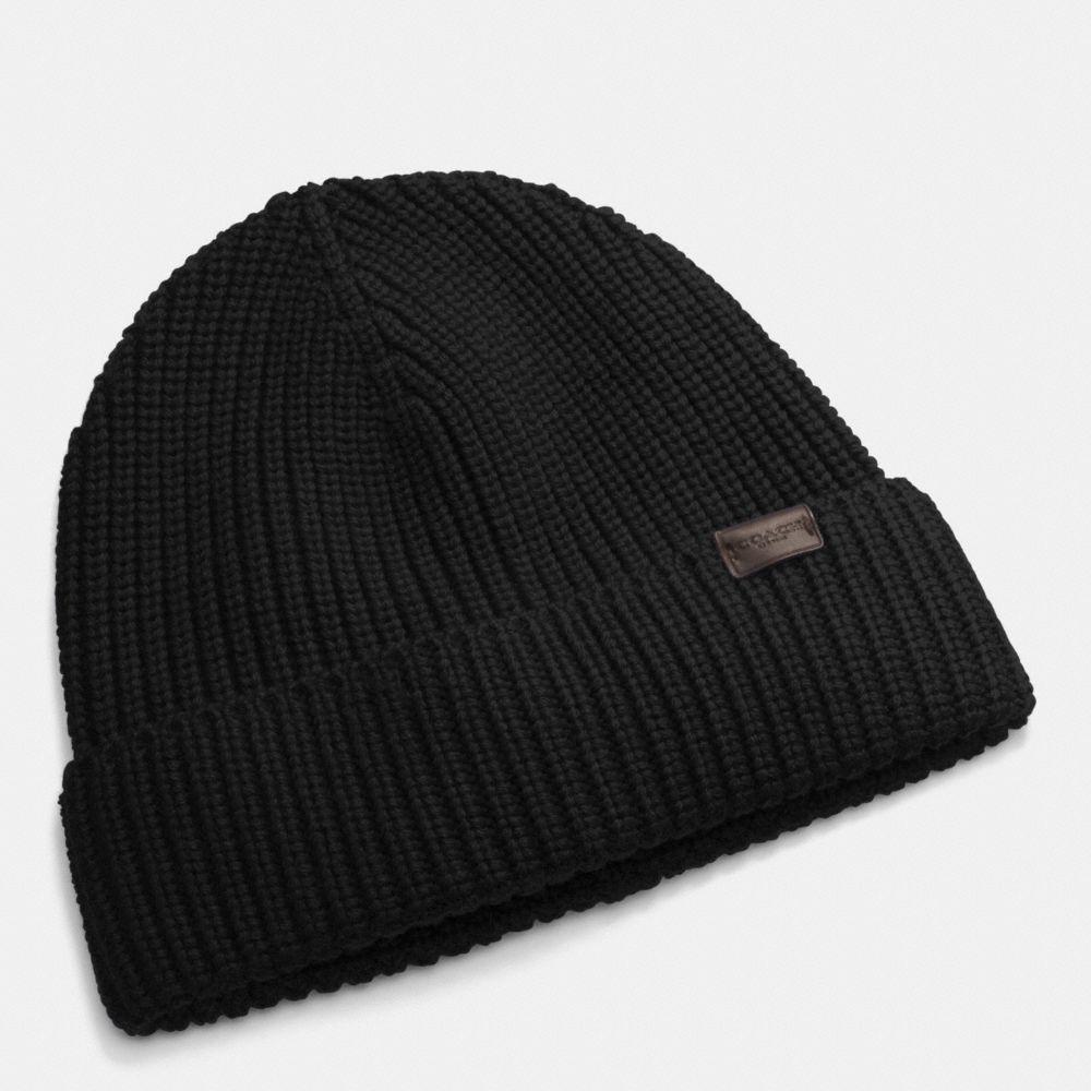 COACH F85140 Rib Knit Hat BLACK