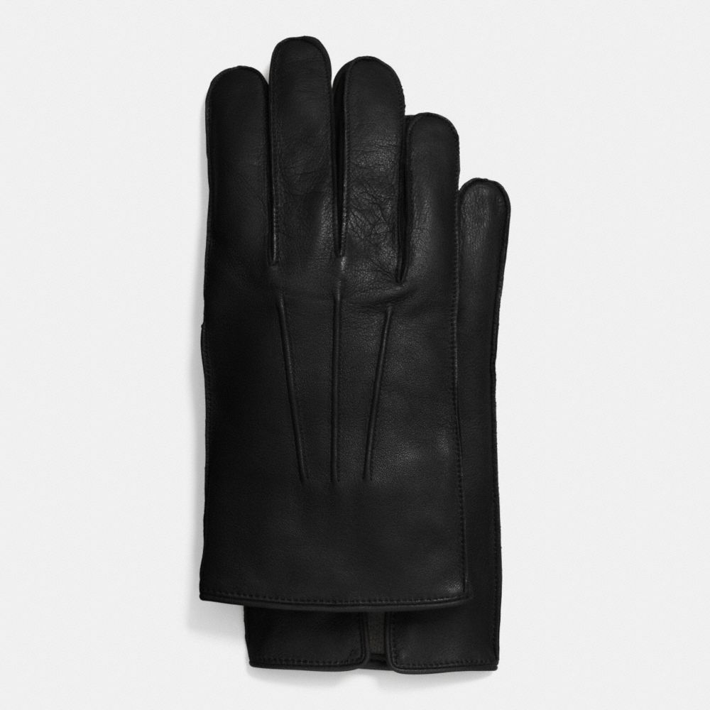 LEATHER GLOVE WITH CASHMERE BLEND LINING - BLACK - COACH F85144