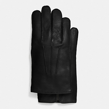 COACH LEATHER GLOVE WITH CASHMERE BLEND LINING - BLACK - f85144
