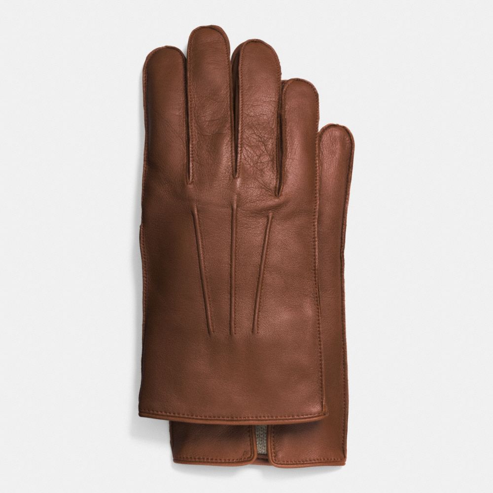 LEATHER GLOVE WITH CASHMERE BLEND LINING - SADDLE - COACH F85144