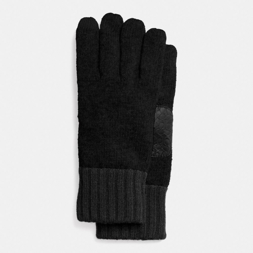 mens black knit gloves