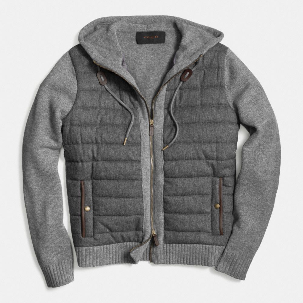 COACH PULLER KNIT HOODIE - GRAY - f85155