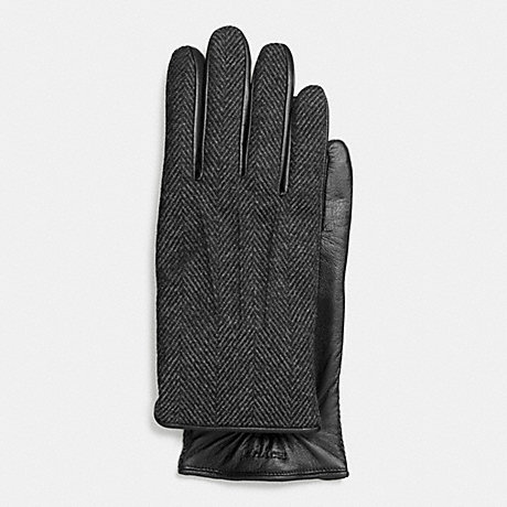 COACH WOOL AND LEATHER TECH GLOVE - CHARCOAL - f85157