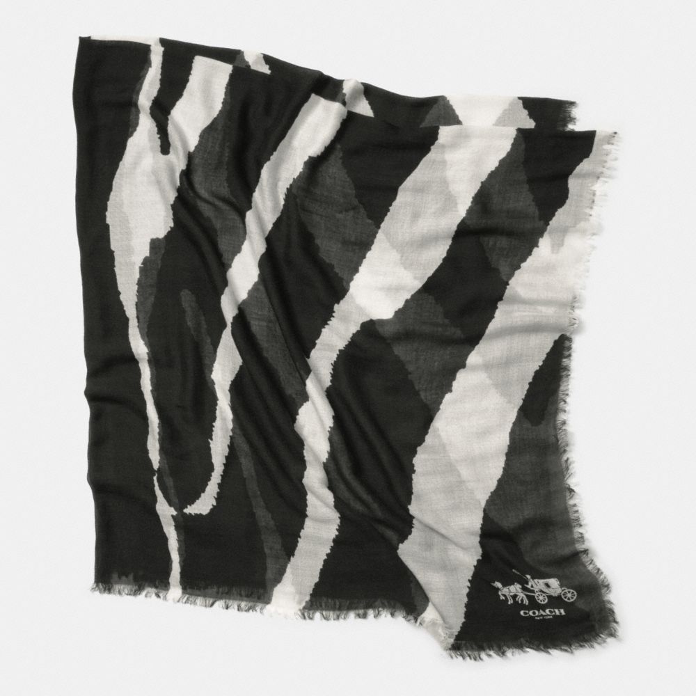 COACH ZEBRA PRINT OVERSIZED SQUARE SCARF - MULTICOLOR - F85260