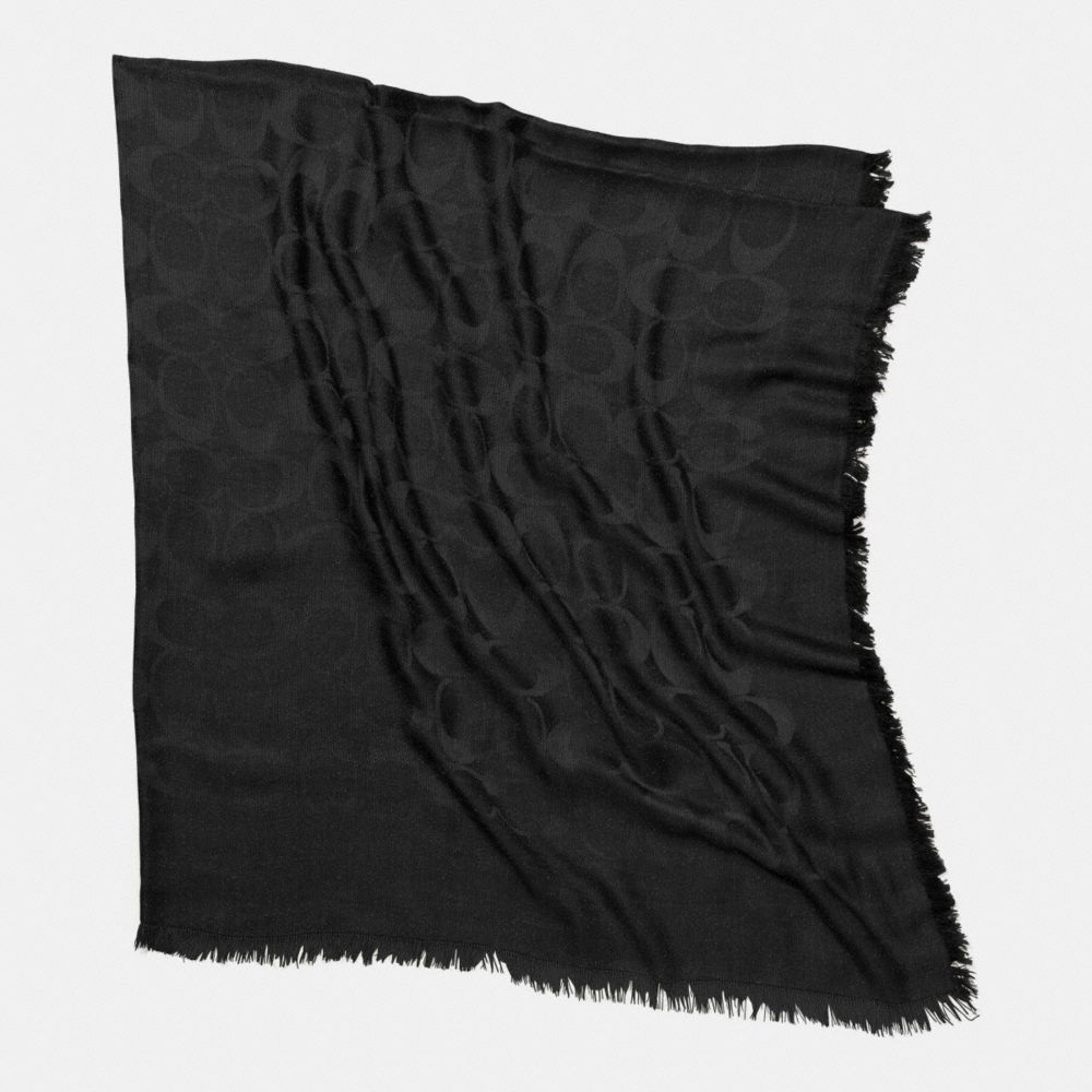 COACH F85261 SIGNATURE C JACQUARD OVERSIZED SQUARE SCARF -BLACK