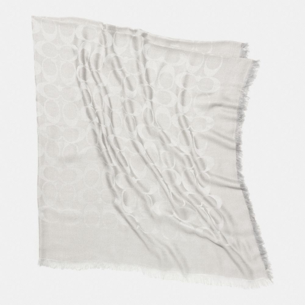 SIGNATURE C JACQUARD OVERSIZED SQUARE SCARF - f85261 -  GRAY