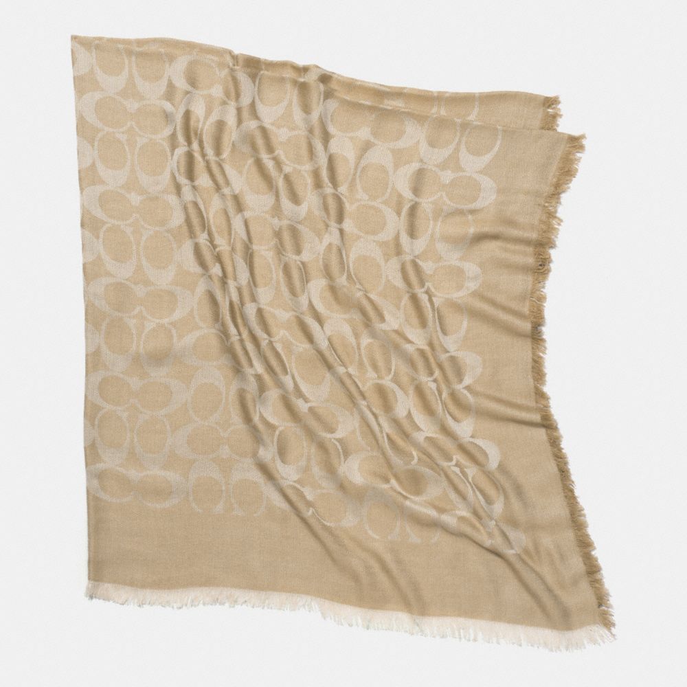 SIGNATURE C JACQUARD OVERSIZED SQUARE SCARF - f85261 -  IVORY