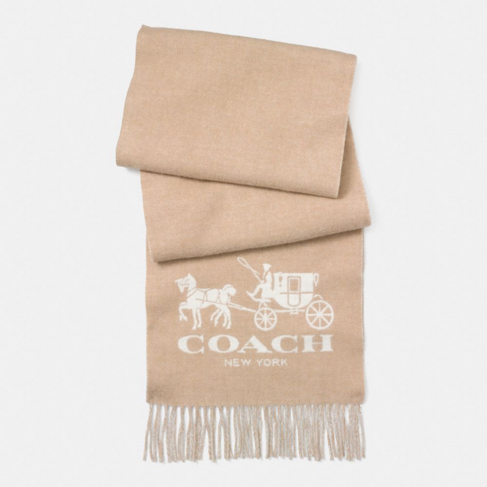 HORSE AND CARRIAGE MUFFLER - f85262 -  CAMEL/IVORY