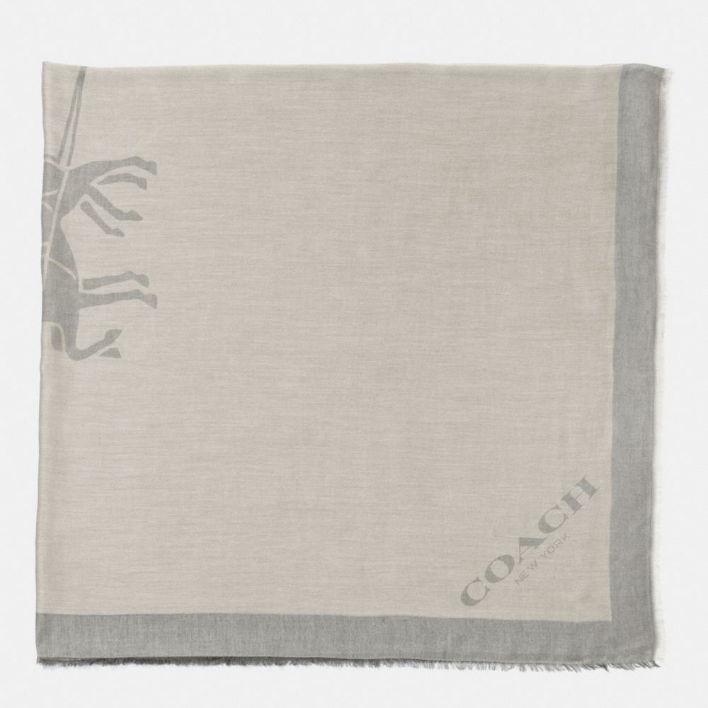 COACH F85264 Horse And Carriage Jacquard Oversized Square Scarf IVORY/GREY