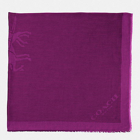COACH F85264 HORSE AND CARRIAGE JACQUARD OVERSIZED SQUARE SCARF PLUM