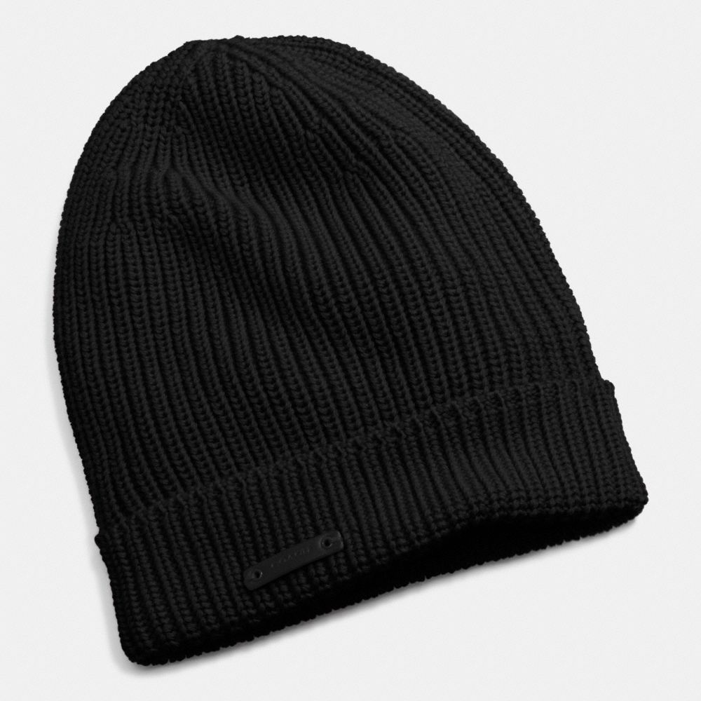 COACH F85280 Merino Knit Hat  BLACK