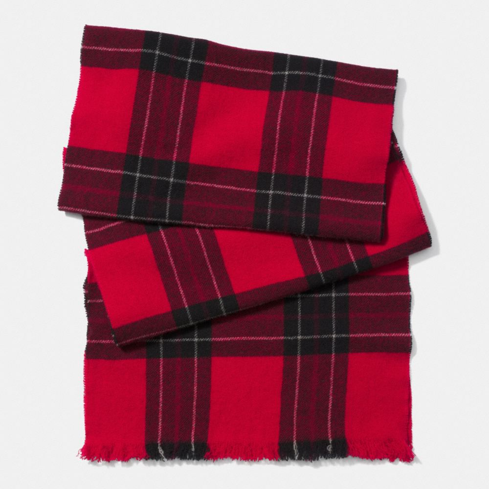 WOOL BOX PLAID SCARF - CHERRY - COACH F85300