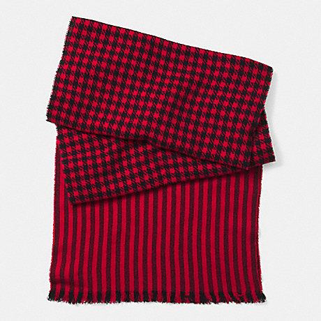 COACH F85301 WOOL HOUNDSTOOTH SCARF CHERRY