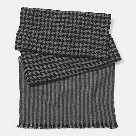 COACH WOOL HOUNDSTOOTH SCARF - GRAY - f85301