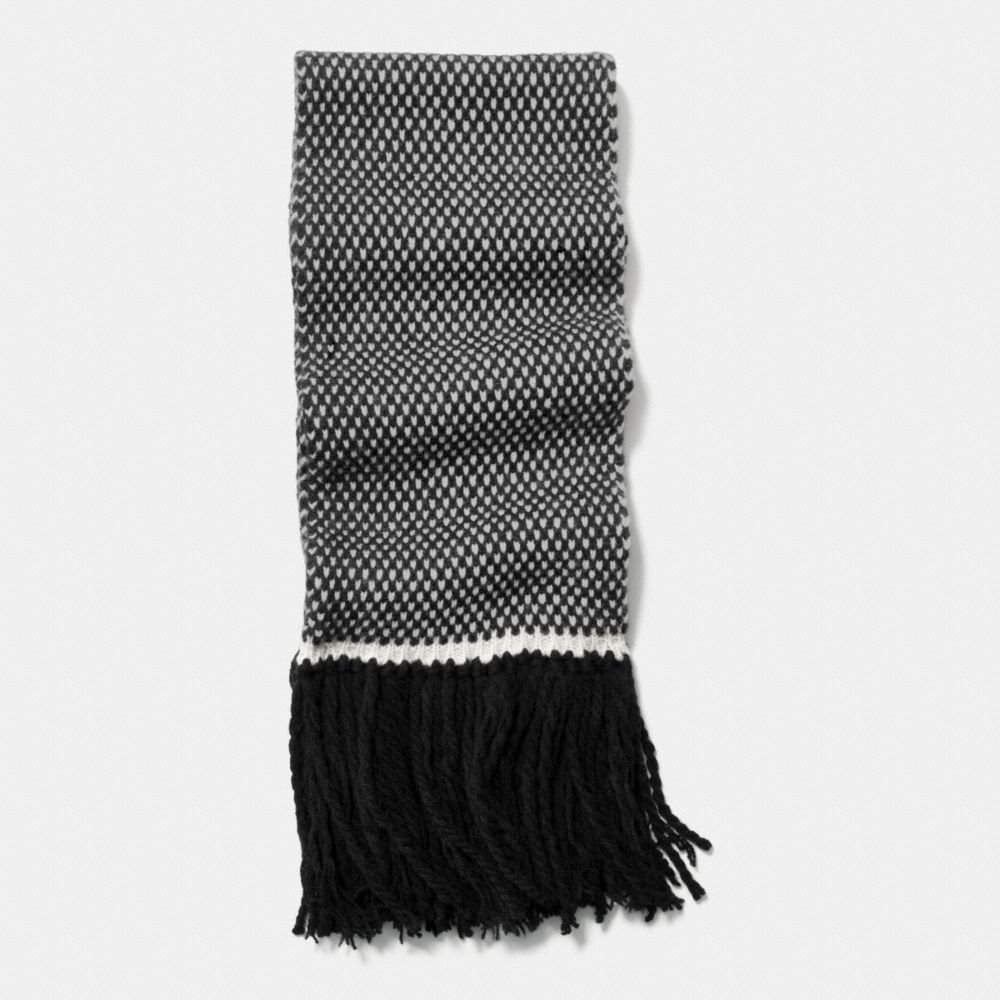 COACH WOOL BIRDSEYE SCARF - BLACK/WHITE BLACK MULTI - f85304