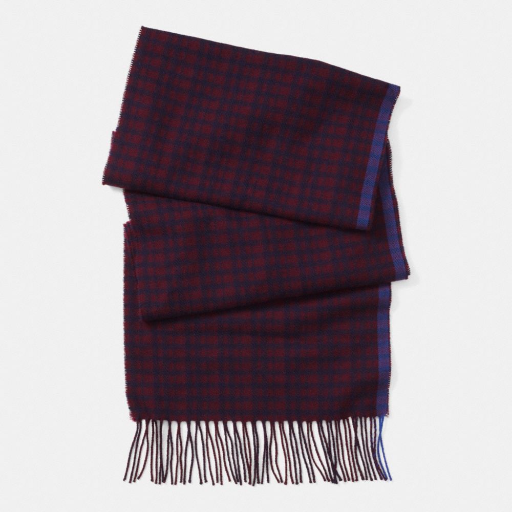 COACH F85306 Cashmere Micro Tattersall Scarf CORDOVAN/MULTICOLOR