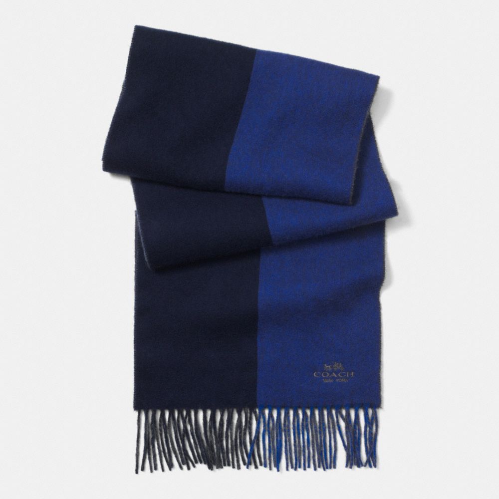 COACH CASHMERE SPLIT STRIPE SCARF - NAVY - F85308