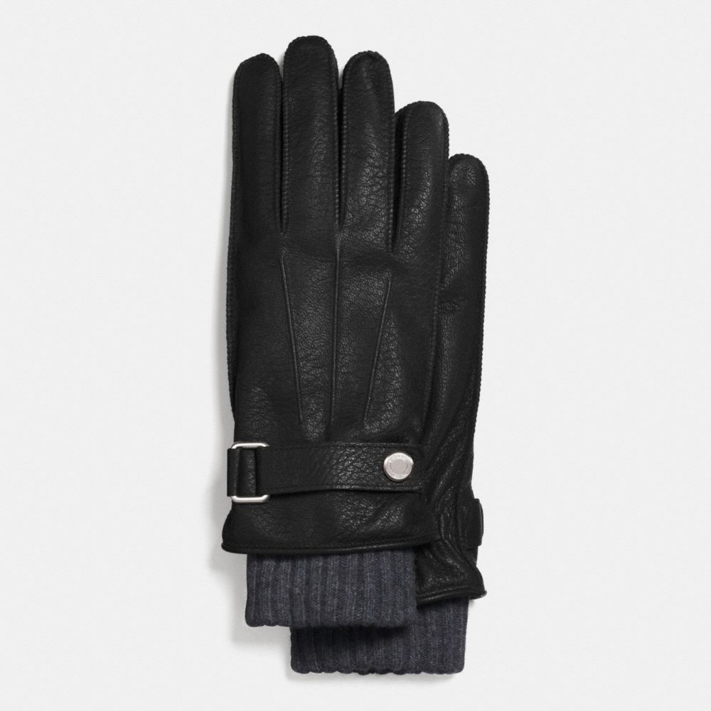 EMBOSSED LEATHER 3-IN-1 GLOVE - f85325 - BLACK