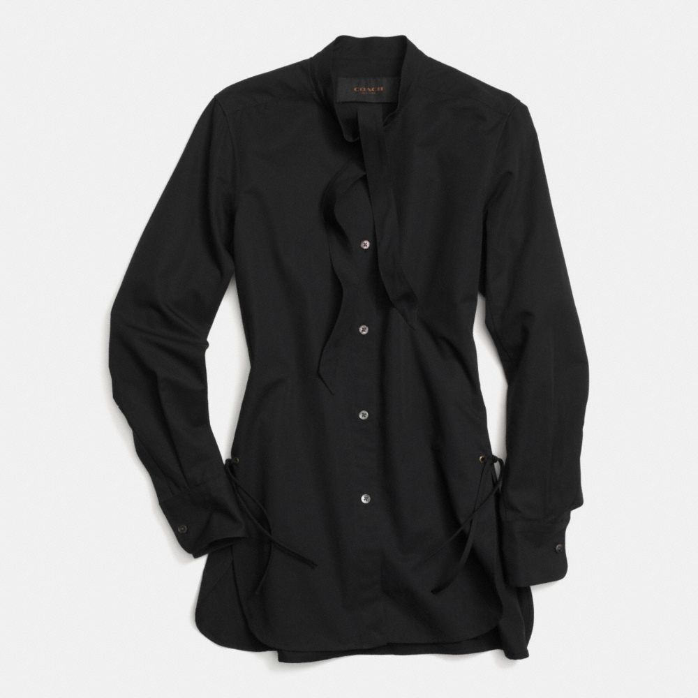 COACH F85499 Cotton Tie Collar Shirt BLACK
