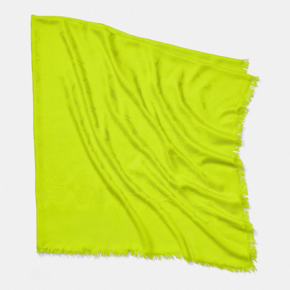 COACH F85651 C.O.A.C.H. SIGNATURE C OVERSIZE SQUARE SCARF NEON-YELLOW