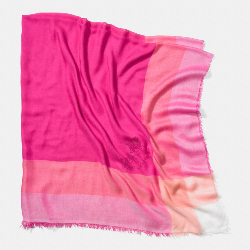 LIGHTWEIGHT WINDOWPANE CHALLIS SCARF - f85653 - PINK RUBY