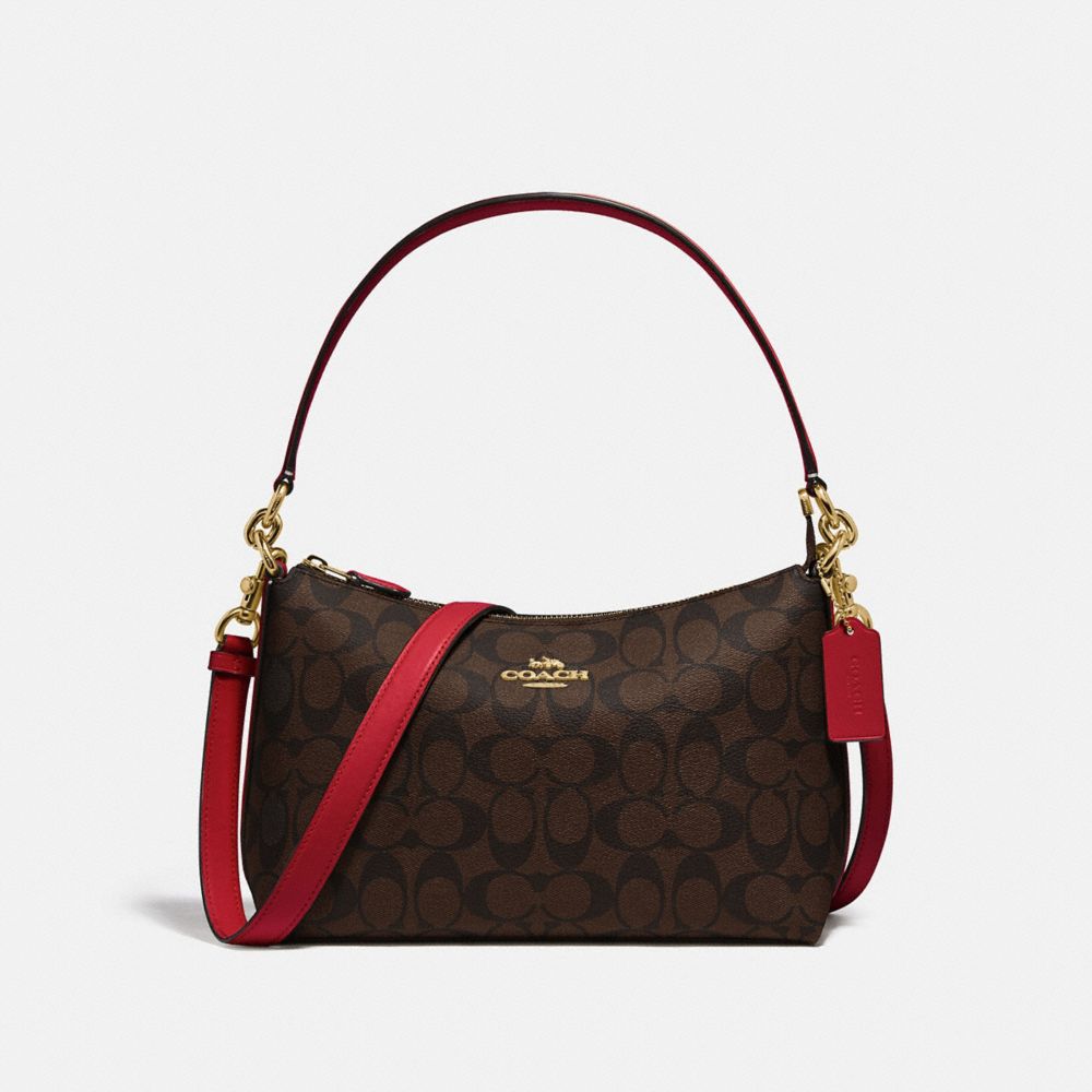 COACH LEWIS SHOULDER BAG IN SIGNATURE CANVAS - IM/BROWN TRUE RED - F85696