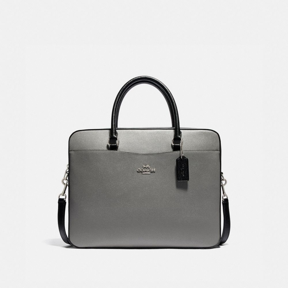 COACH F85709 LAPTOP BAG IN COLORBLOCK SV/HEATHER GREY MULTI