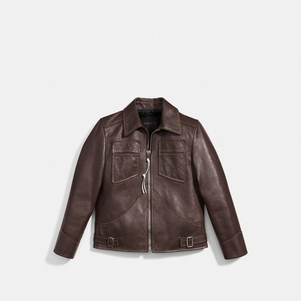 COACH f85778 LEATHER MOD JACKET VINTAGE BROWN