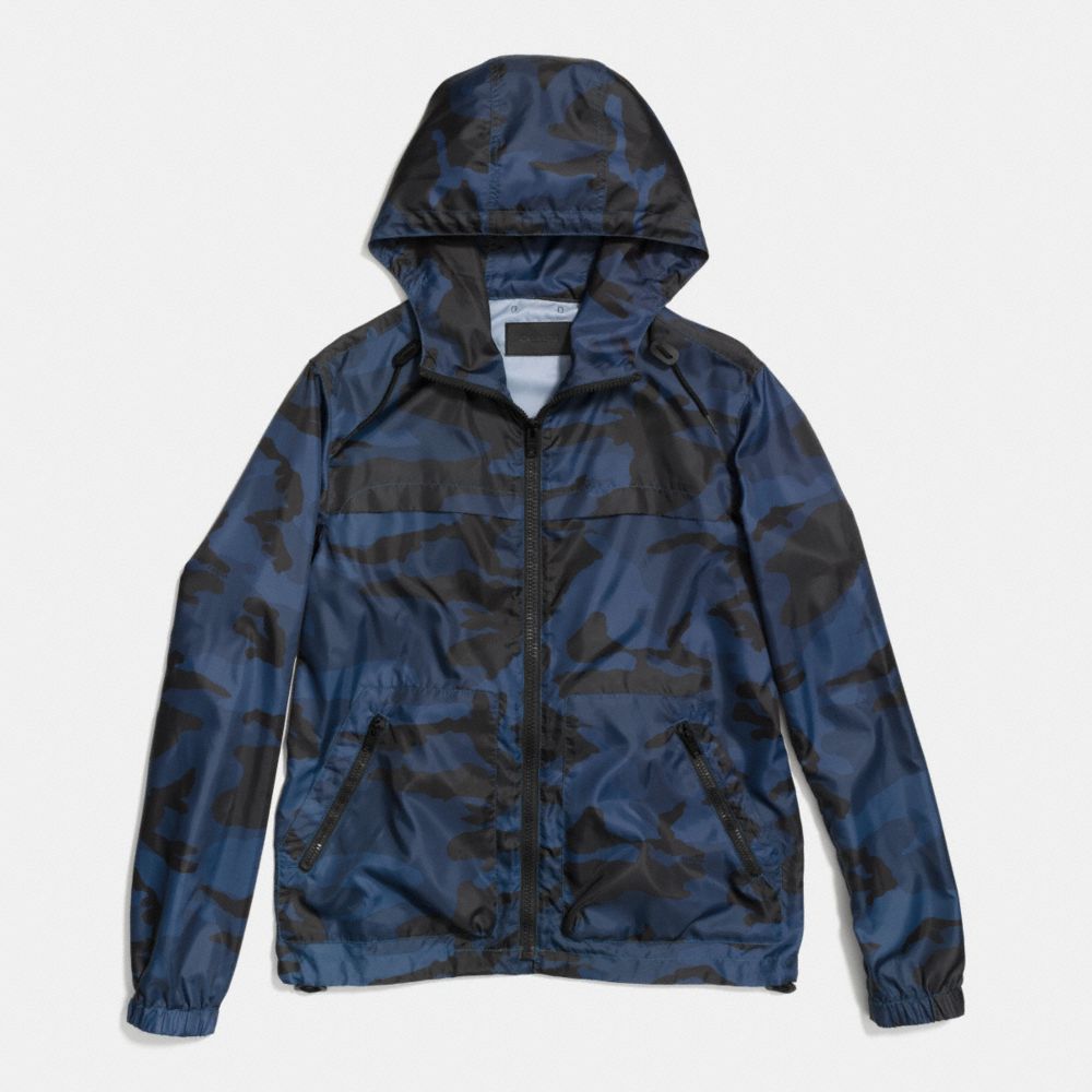 COACH f85862 PACKABLE CAMO WINDBREAKER  BLUE CAMO