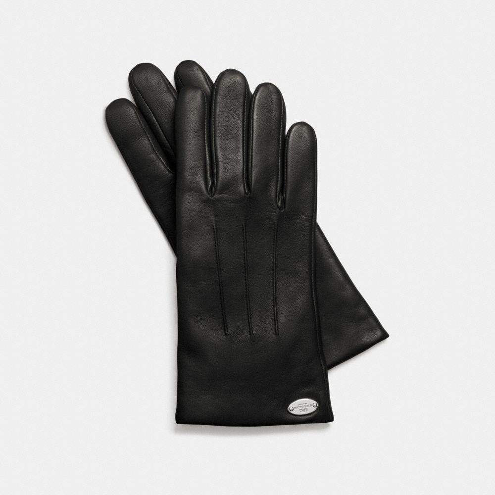 COACH f85876 BASIC LEATHER GLOVE BLACK