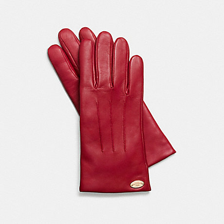 COACH F85876 BASIC LEATHER GLOVE IMITATION-GOLD/CLASSIC-RED
