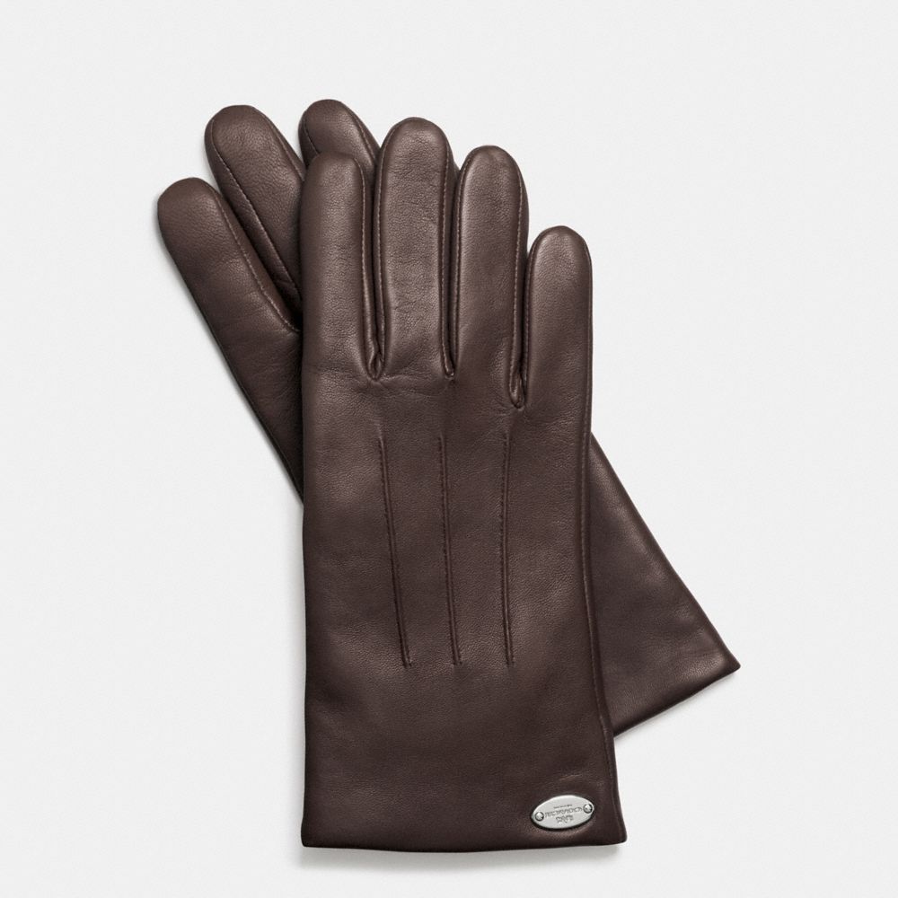 COACH F85876 Basic Leather Glove SILVER/MAHOGANY