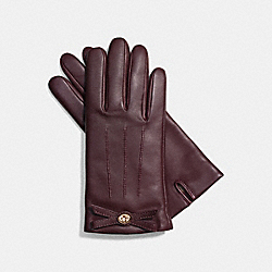 COACH F85929 Bow Leather Glove SILVER/PLUM