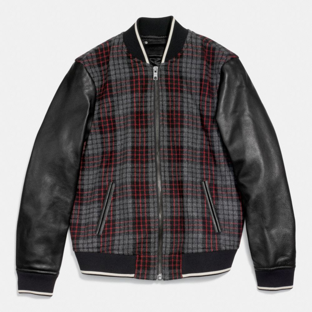 COACH WOOL VARSITY JACKET IN PLAID - EBW - f85999