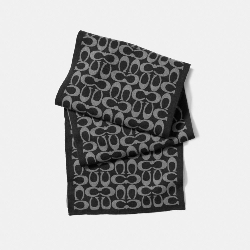 COACH LOGO KNIT SCARF - BLACK/GRAY - f86019