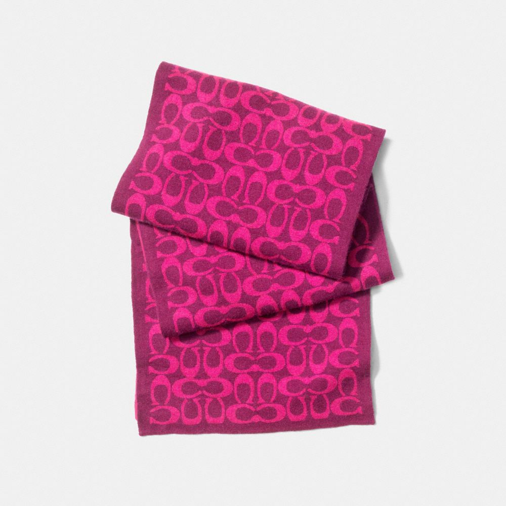 COACH F86019 Logo Knit Scarf FUCHSIA