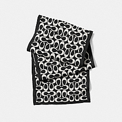 COACH F86019 Logo Knit Scarf BLACK PALE GREY