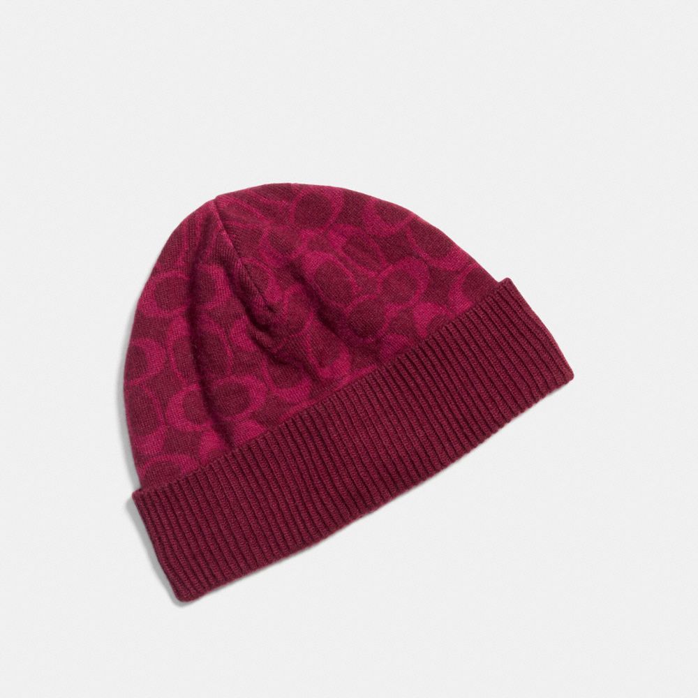 SIGNATURE KNIT HAT - BRIGHT BERRY/LT BERRY - COACH F86024