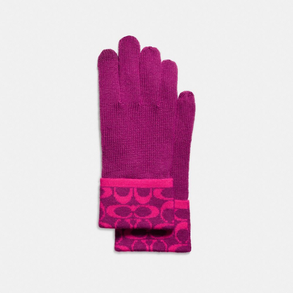 COACH F86026 Signature Knit Touch Glove FUCHSIA
