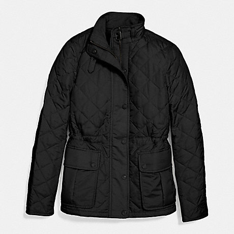 COACH F86049 QUILTED JACKET;BLACK;LARGE BLACK